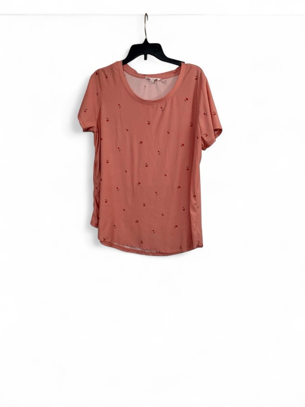 Olive & Oak peach Scoop Neck Short Sleeve Tee with cherry accents